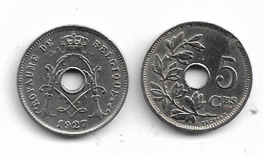 België: 5 cent 1927 FR = zeldzamer = morin 369, Verzenden, Losse munt