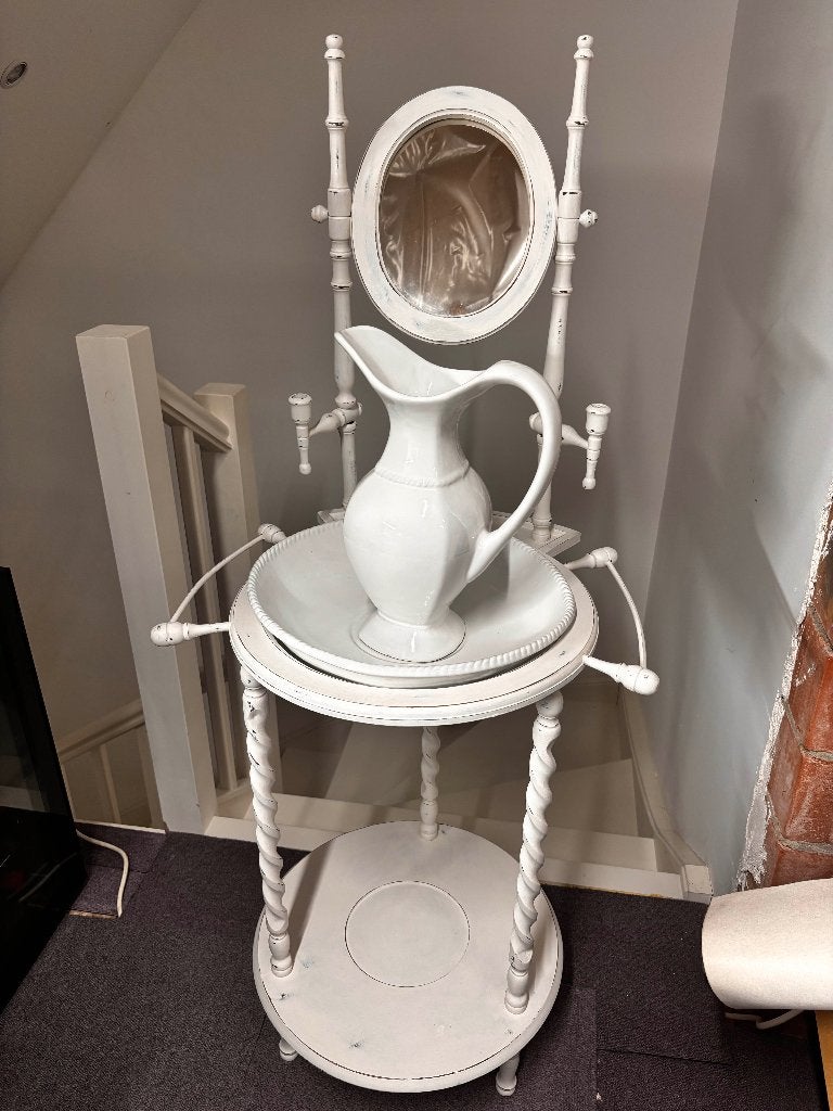 Unieke vintage wastafelmeubel met kan - shabby chic/brocante, Enlèvement