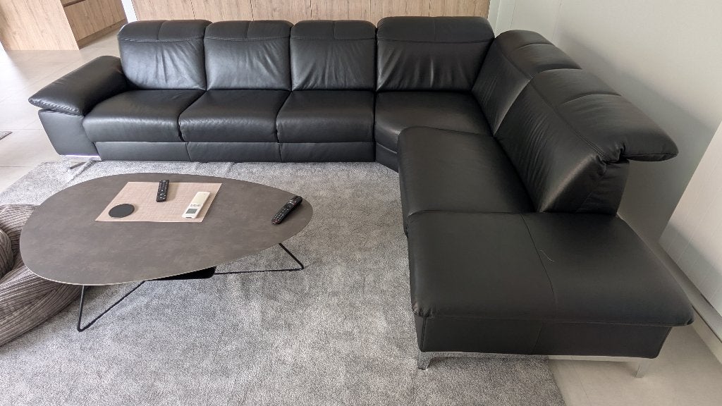 Prachtig ROM Lederen Hoeksalon (220 cm x 310 cm), Ophalen, Zo goed als nieuw, Leer, Modern tijdloos