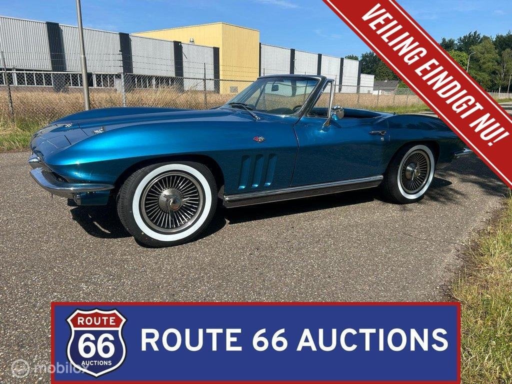 Chevrolet Corvette C2 Sting Ray | 1966 | Route 66 Auctions, Chevrolet, Zwart, Bedrijf, Handgeschakeld