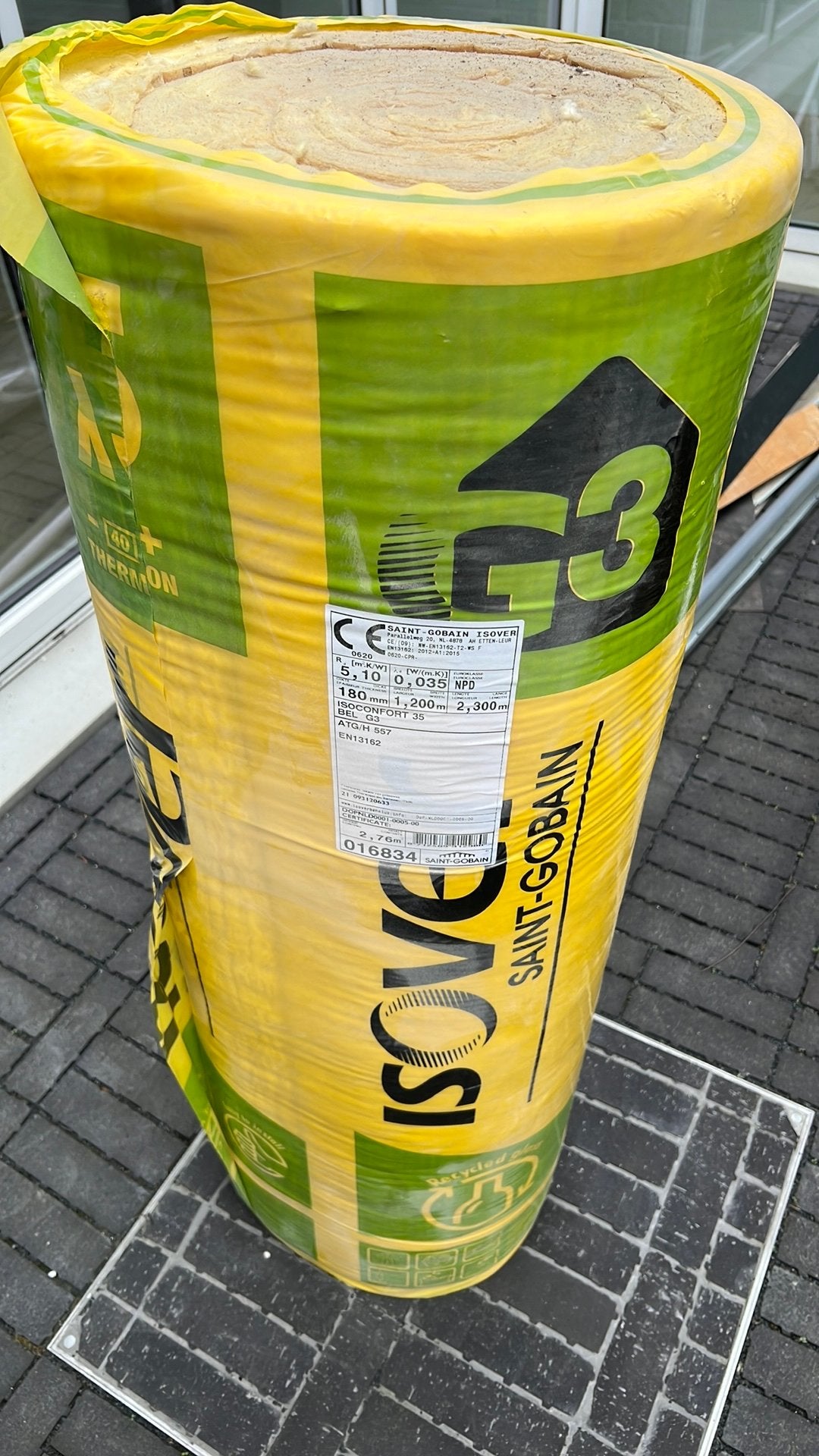 6 rollen Isover Isoconfort 35 – 180 mm – samen 16,56 m², Enlèvement, Comme neuf