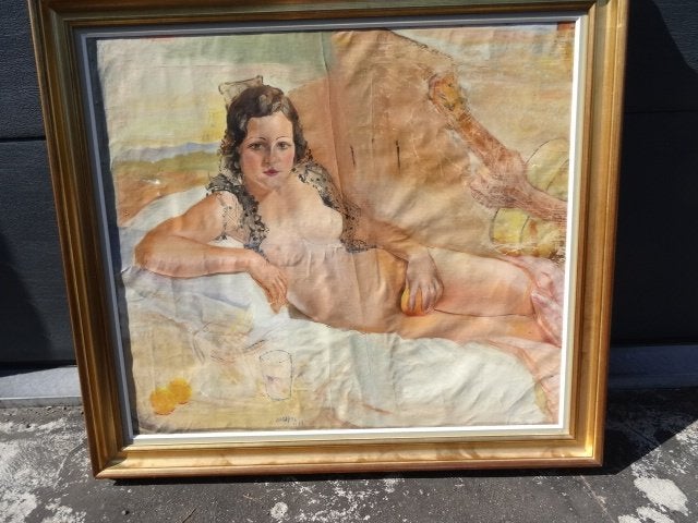 Groot naaktschilderij van Adrien Dupagne -Liégeois 1889-1980, Ophalen, Doek