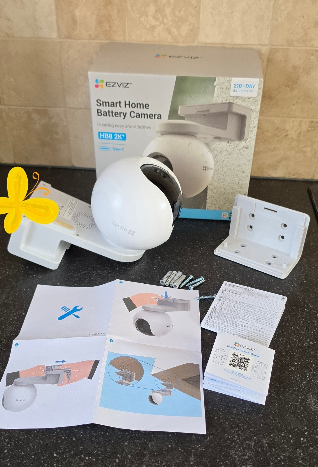 EZVIZ HB8 2K + Smart Home Camera 360, Audio, Tv en Foto, Ophalen, Zo goed als nieuw, Buitencamera