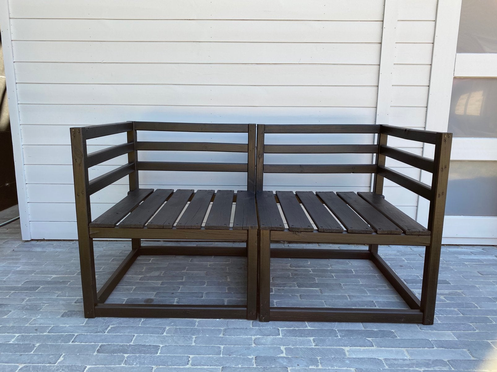Banc de jardin 2 places, Enlèvement, Utilisé, Bois