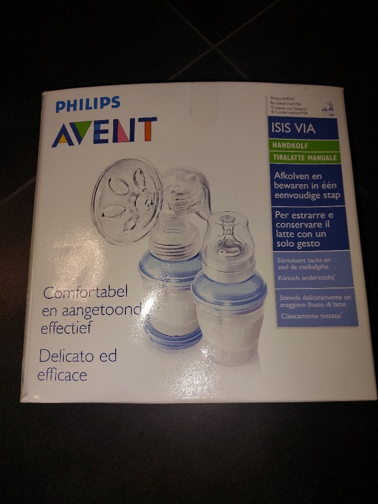 Philips Avent Isis via handkolf met 3 flesjes 260 ml, Ophalen of Verzenden, Gebruikt, Borstkolf, Philips Avent