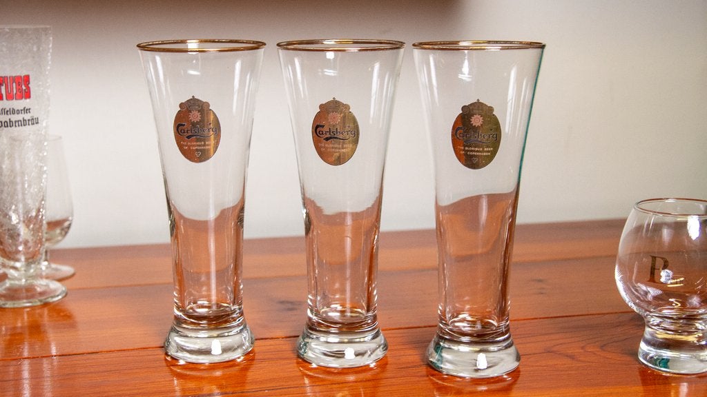 3 stuks Vintage Carlsberg - The glorious beer of Copenhagen, Ophalen of Verzenden, Zo goed als nieuw, Glas of Glazen