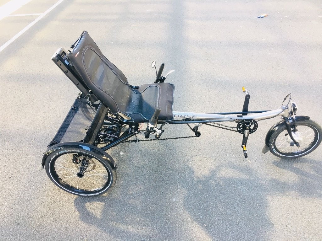 Tricycle à vélo allongé électrique Hase Lepus À VENDRE, Enlèvement ou Envoi, Utilisé