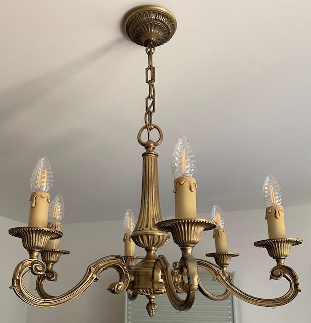 Lustre en bronze, Enlèvement, Comme neuf, Métal, Klassieke charme