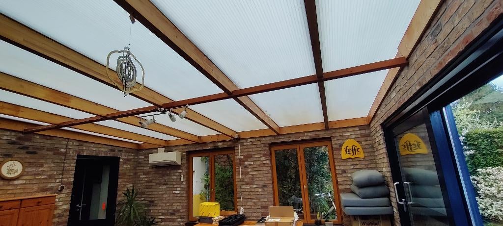verandadak 5-wandig makrolon met liggers 5x5, Ophalen, Kunststof, Gebruikt, Overige kleuren