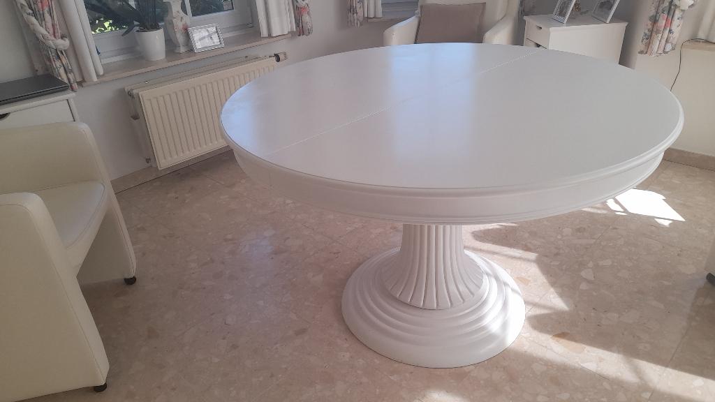 mooie landelijke witte eettafel, 100 à 150 cm, Cinq personnes ou plus, Rond, Enlèvement
