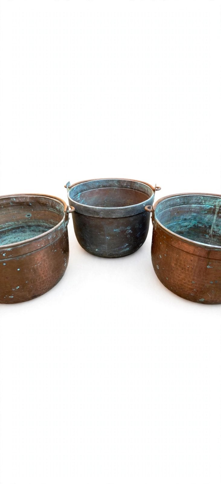 Lot de 3 bouilloires en cuivre antique DURO 40, Enlèvement, Comme neuf, Jardin