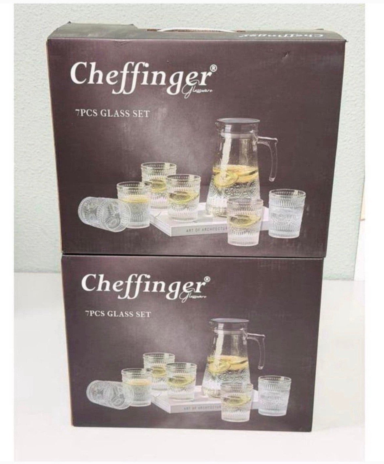 Cheffinger Glazenset met Karaf – 7-delig – 1,8L – Nieuw, Ophalen of Verzenden, Nieuw, Waterglas