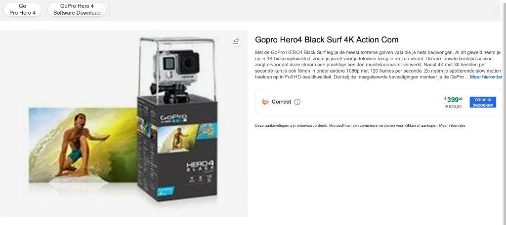 GoPro Hero 4 black 4 K in handige opbergtas., Enlèvement, Utilisé, GoPro