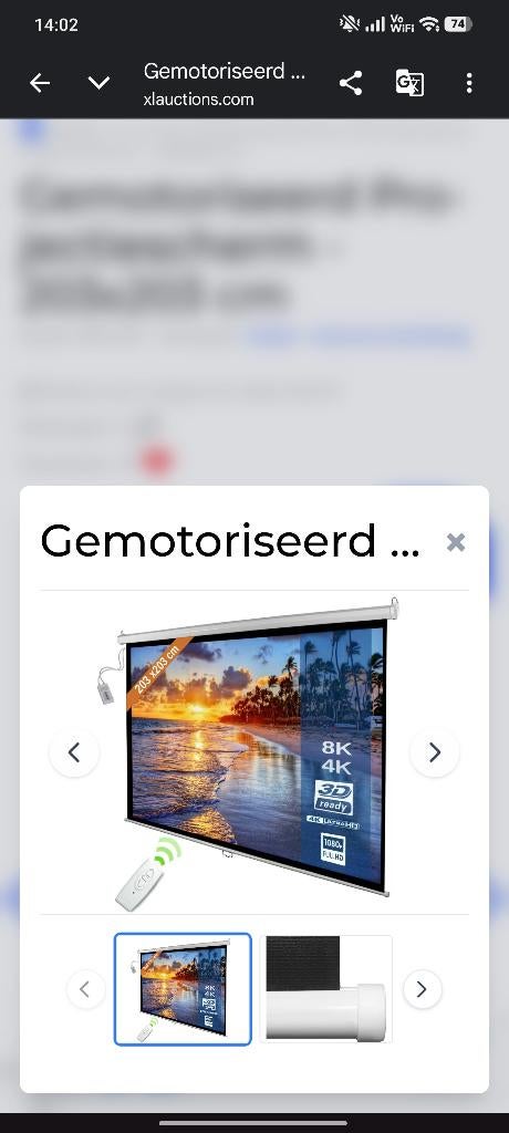 Gemotoriseerd projectie scherm, Audio, Tv en Foto, Ophalen, Elektrisch, Zo goed als nieuw