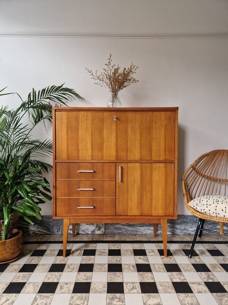 Vintage midcentury secretaire | kast | highboard | retro, Maison & Meubles, Armoires | Secrétaires, Enlèvement, Utilisé, Vintage
