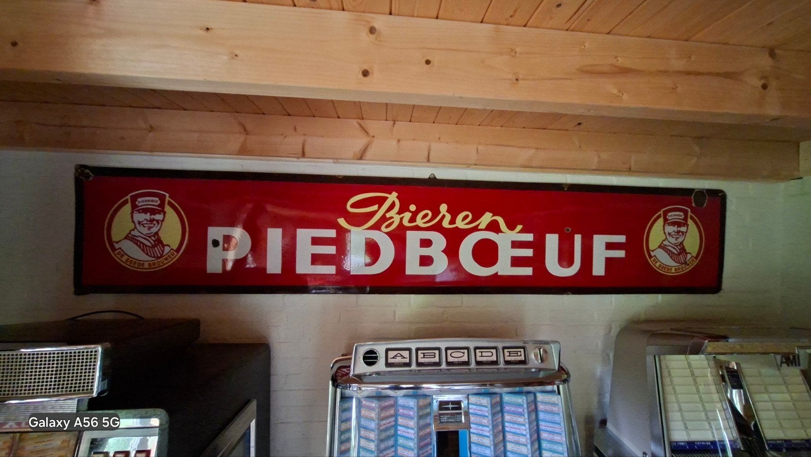 Mooi groot Piedboeuf Emaille reclamebord, Enlèvement, Utilisé, Panneau publicitaire