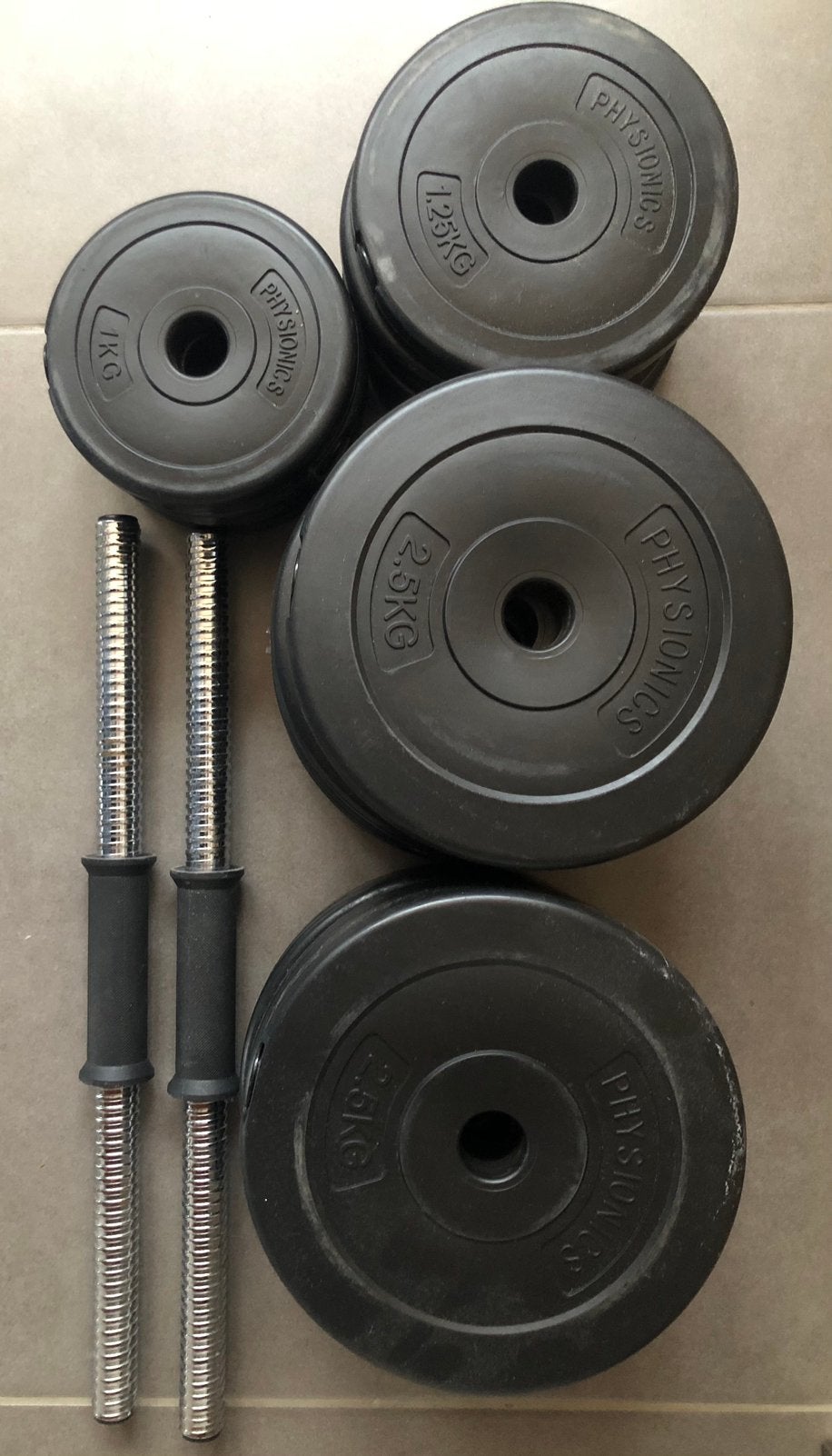 Dumbellset met schijven, Enlèvement, Utilisé, Haltère