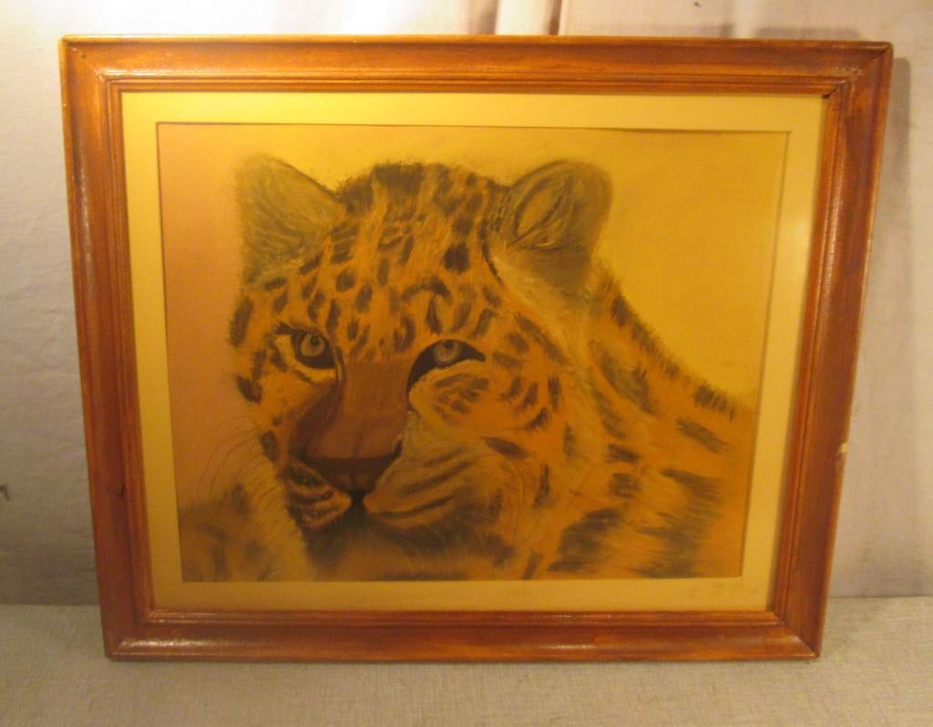 Mooi Geschilderd Aquarel 'Ons Tijgertje' - 48x40, Antiek en Kunst, Ophalen of Verzenden