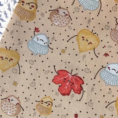 Promo! 346)140x100cm Katoenen stof blaadjes eikeltje beige, Hobby en Vrije tijd, Stoffen en Lappen, Nieuw, Katoen, 120 cm of meer