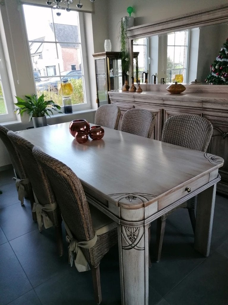 Volledige eetkamer, Huis en Inrichting, Complete eetkamers, Ophalen, Zo goed als nieuw, 4 tot 6 stoelen