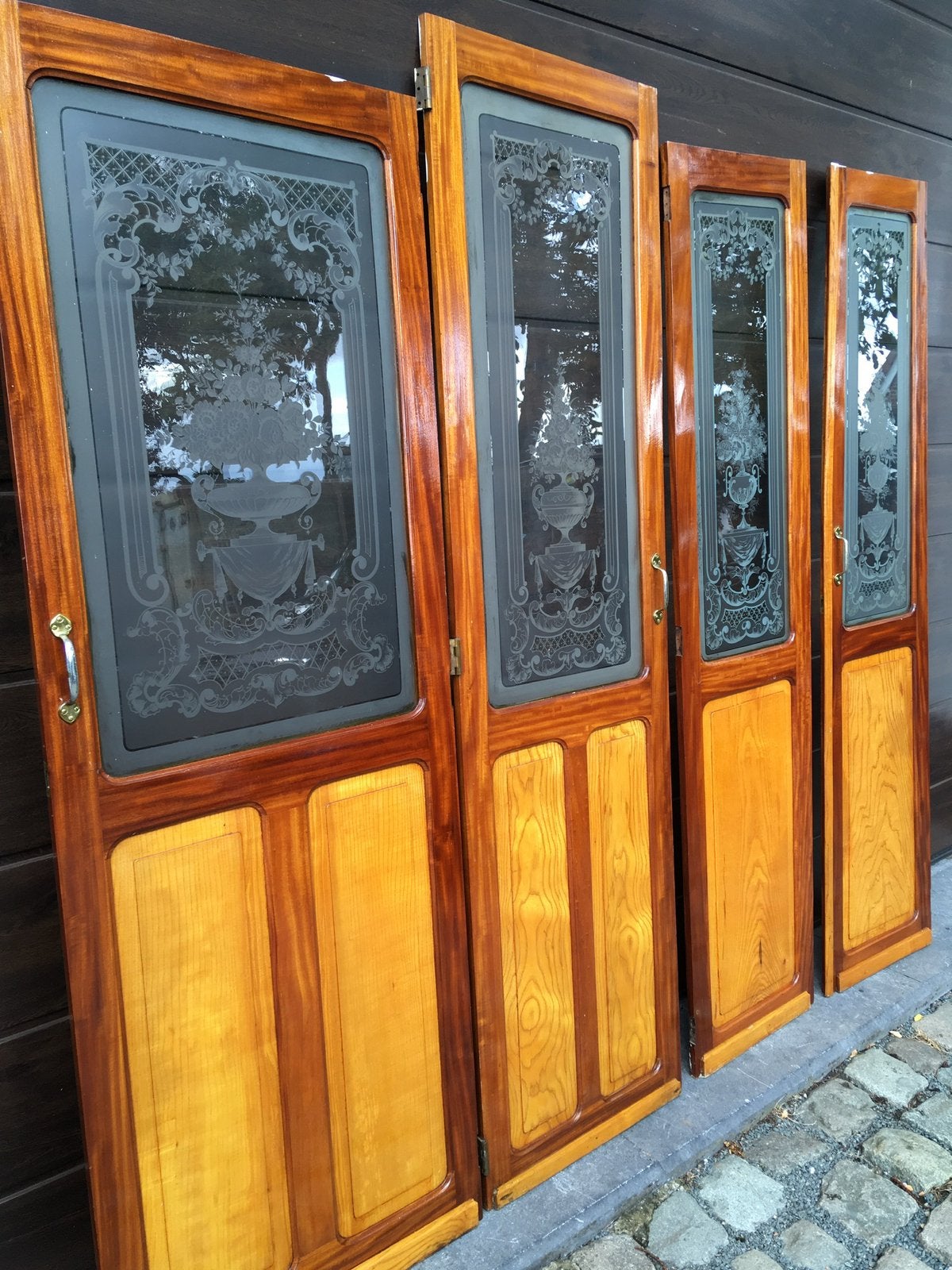 Zeldzame antieke scheepsdeuren met art deco geëtst glas !!!, Ophalen, Zo goed als nieuw