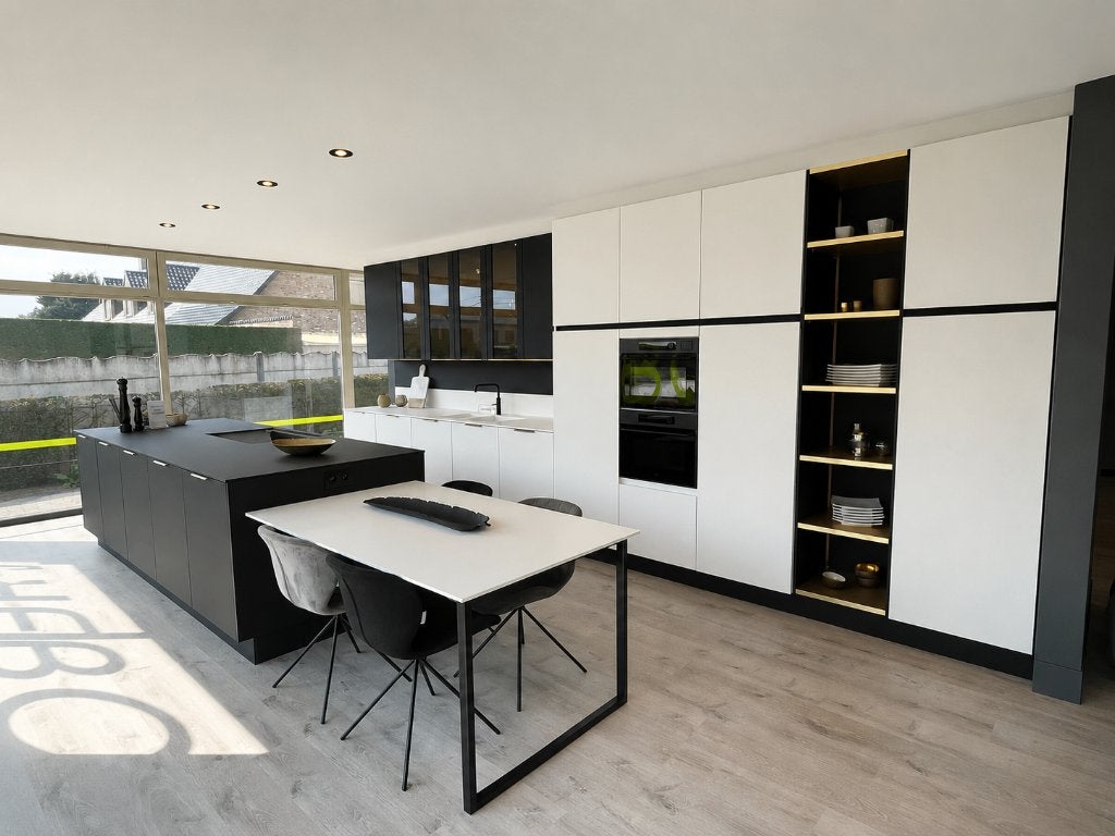 Toonzaalkeuken, Enlèvement, Cuisine à paroi simple, Blanc, Autres matériaux