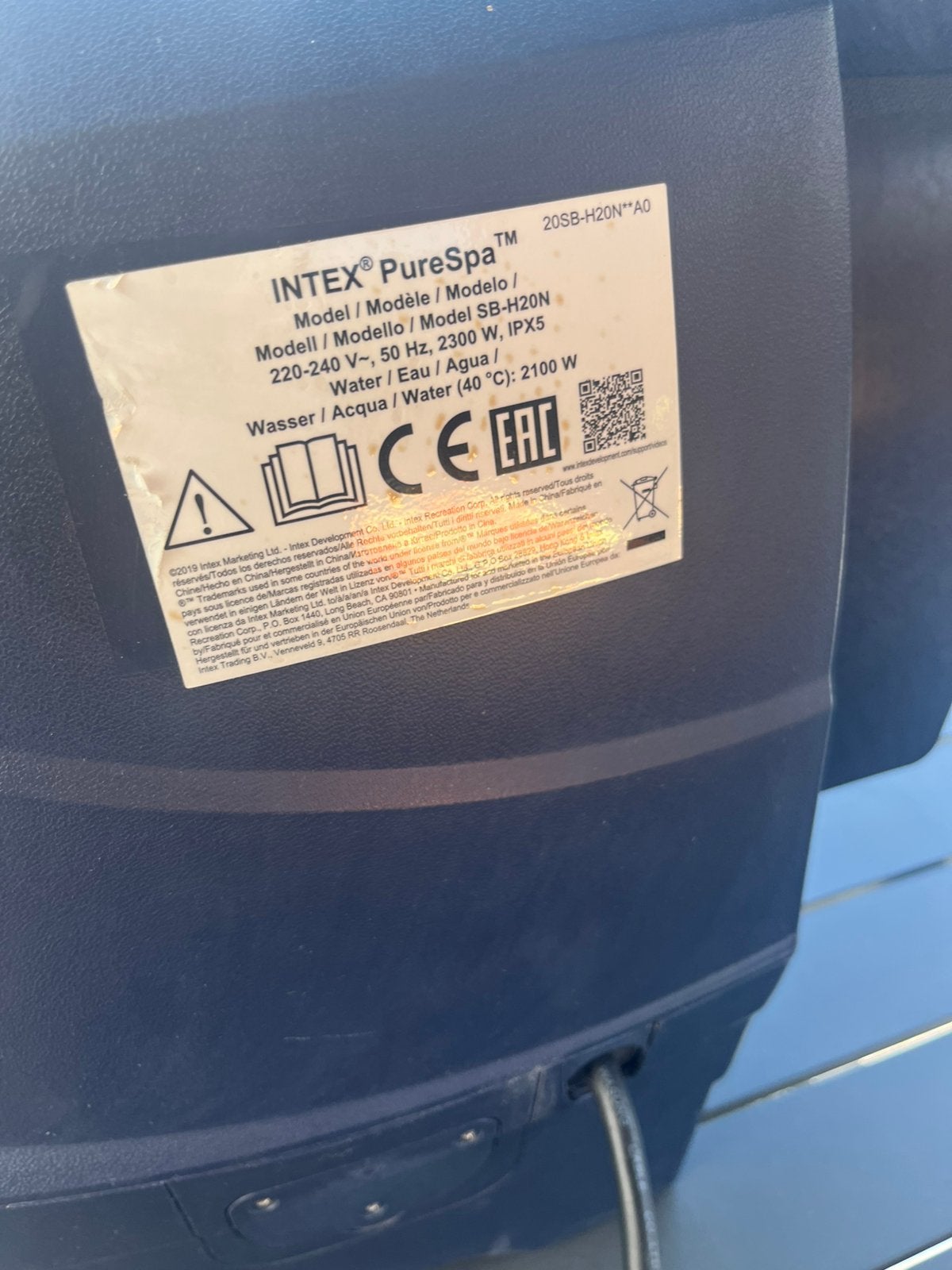 Intex Pure spa moter - model SB-H20N, Ophalen, Gebruikt, Pomp
