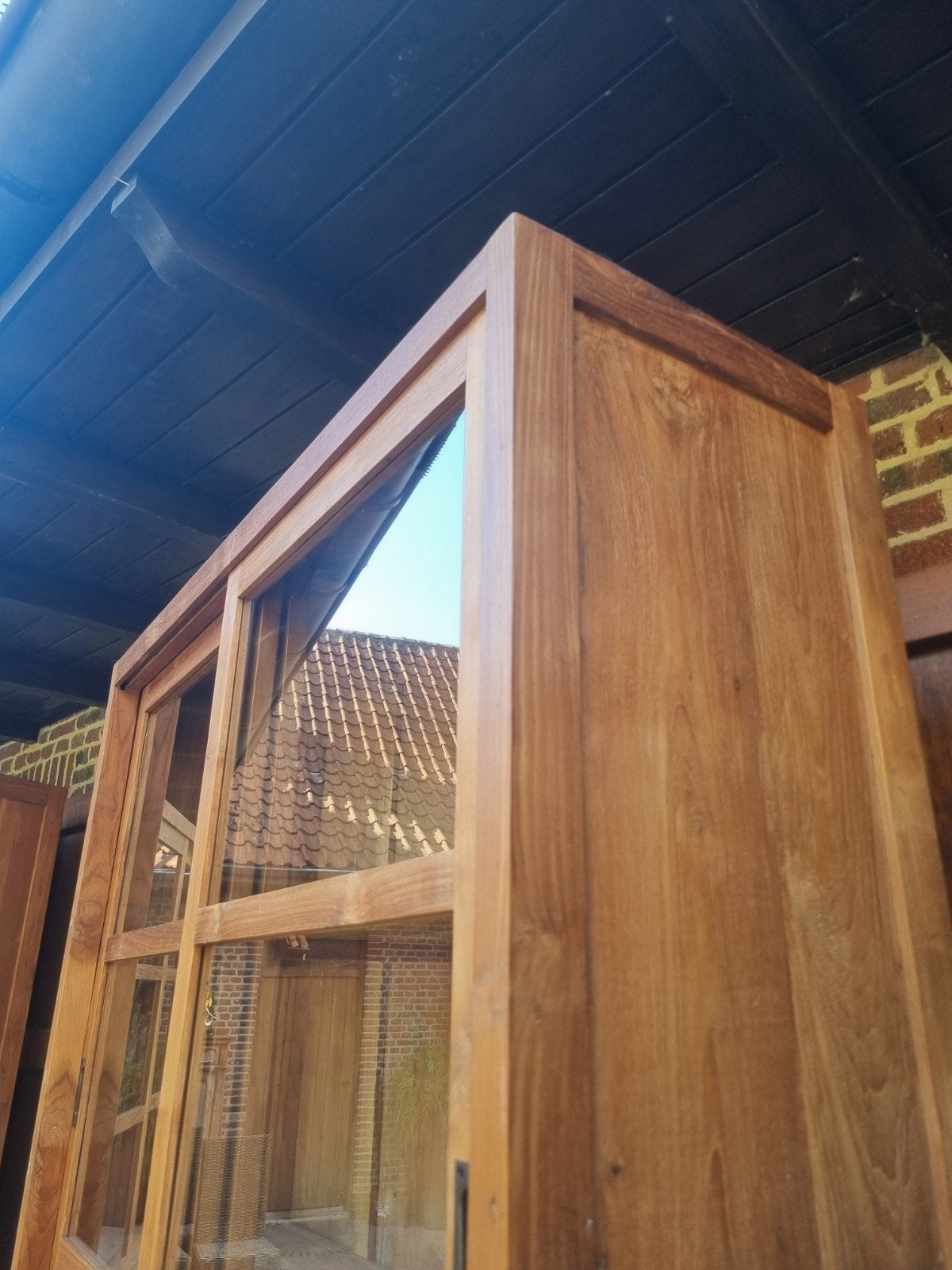 2x teak buffetkast/vitrinekast ART:, Huis en Inrichting, Ophalen, 100 tot 150 cm, 200 cm of meer, .