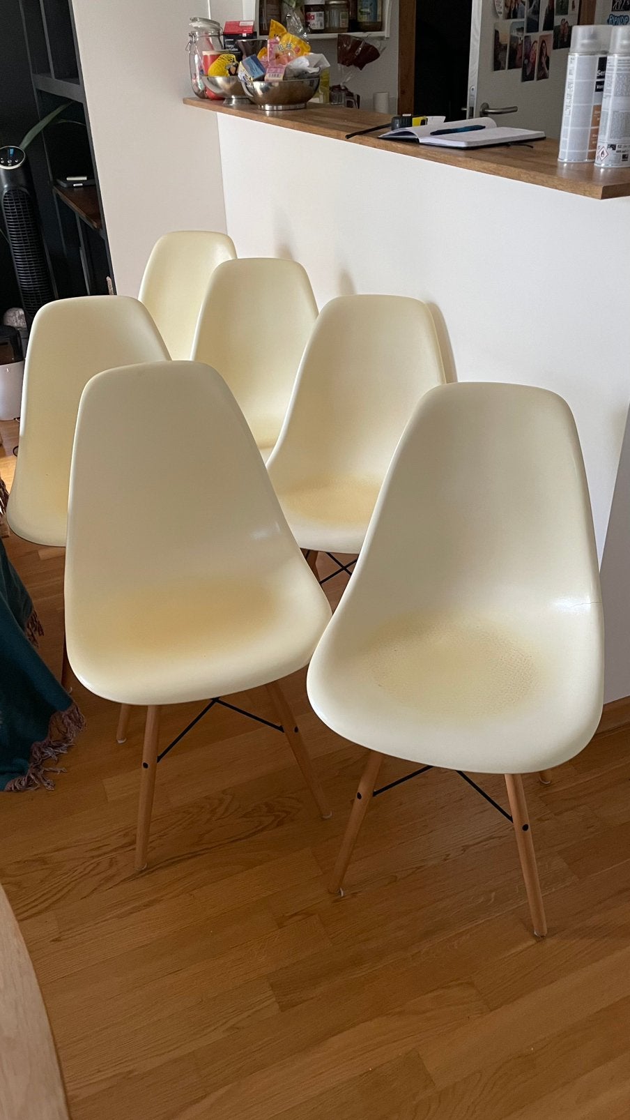 6 chaises style Eames, Bois, Enlèvement, Scandinave, Blanc