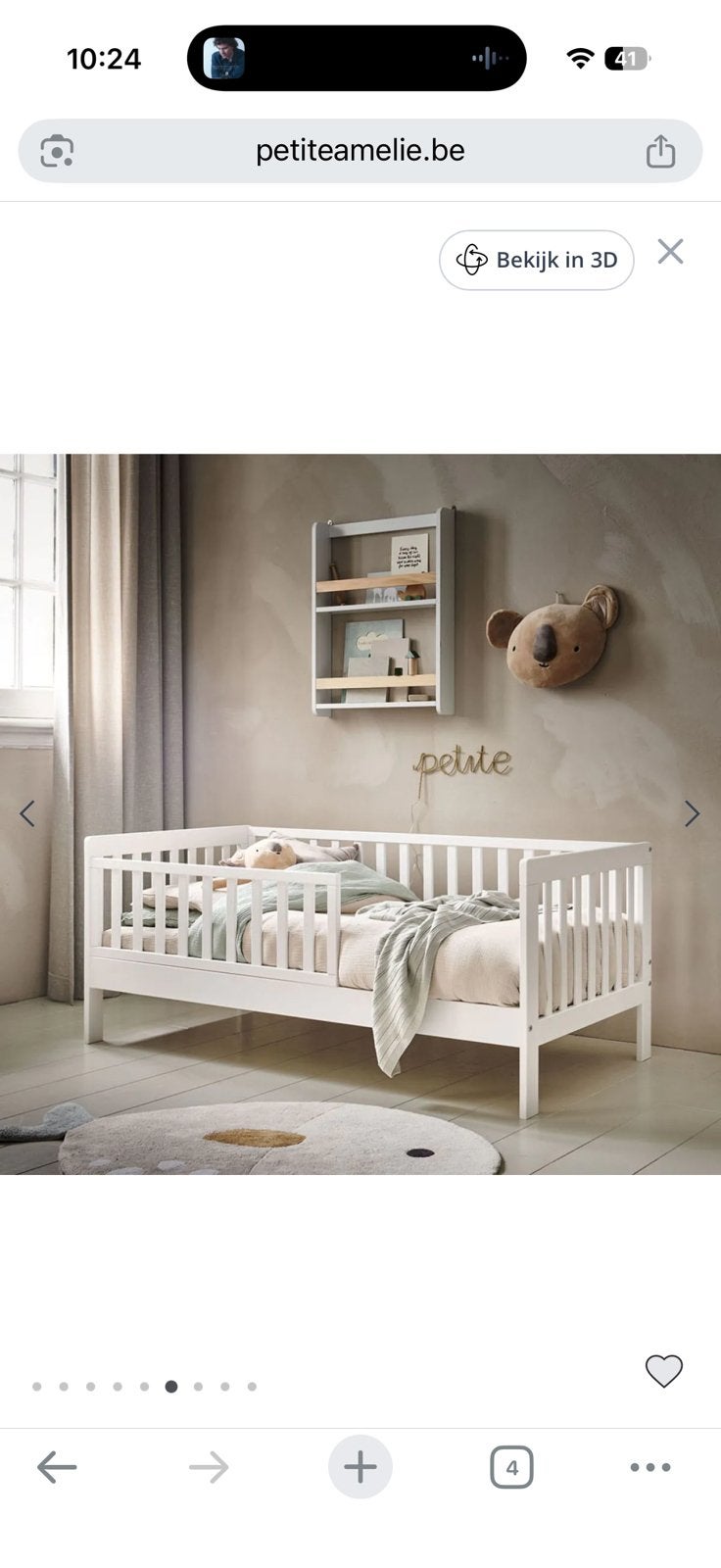 Peuterbed ‘Plume’ 140x70 wit met matras, Ophalen, 70 tot 85 cm, 140 tot 160 cm, Zo goed als nieuw