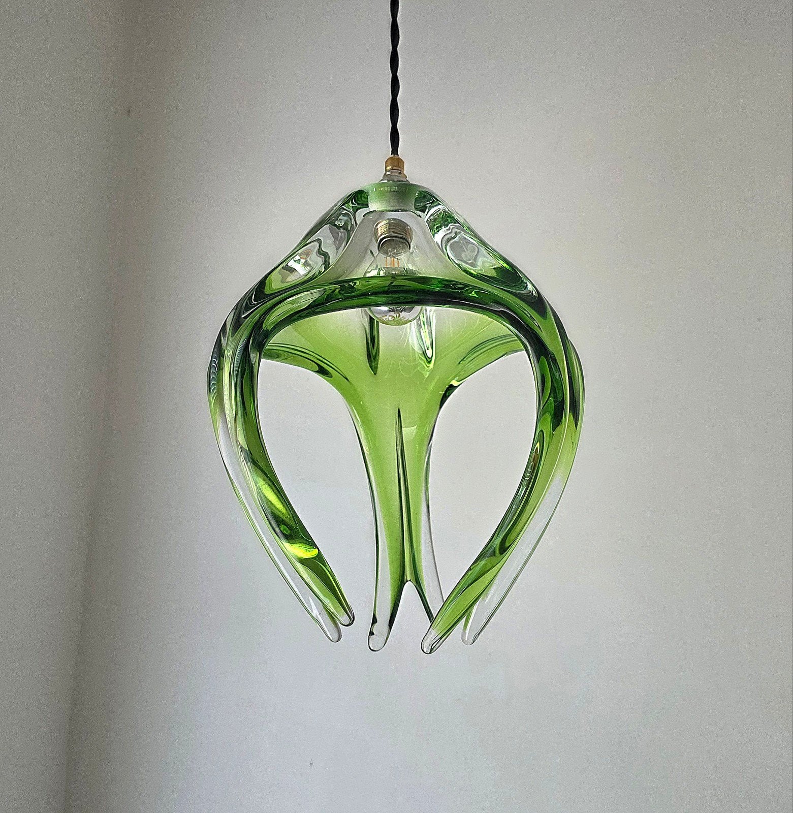 Lampe suspendue vintage en cristal Braine-Le-Compte., Antiquités & Art, Antiquités | Éclairage, Enlèvement ou Envoi