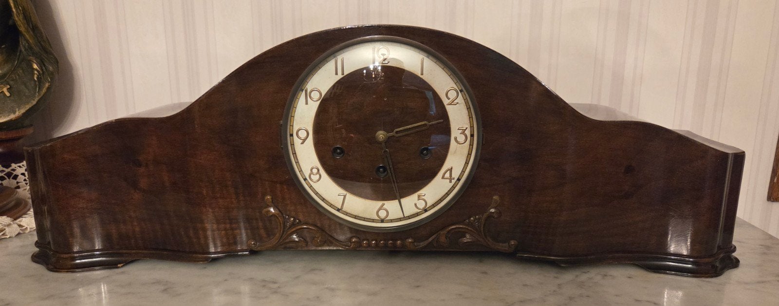vintage mechanische schouwklok, Antiek en Kunst, Ophalen