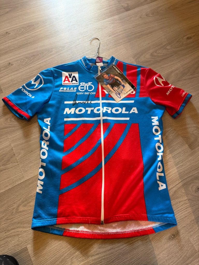 Motorola team wielertrui Axel Merckx gesigneerd., Ophalen of Verzenden, Gebruikt, XL, Bovenkleding