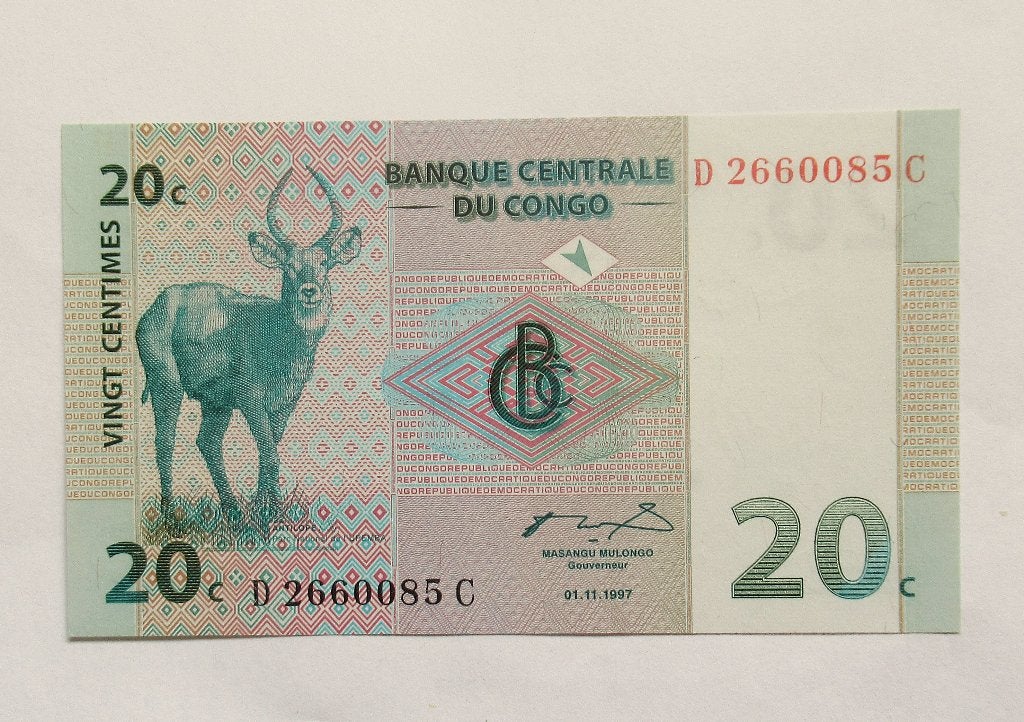 Congo 20 Centimes 1997, Verzenden