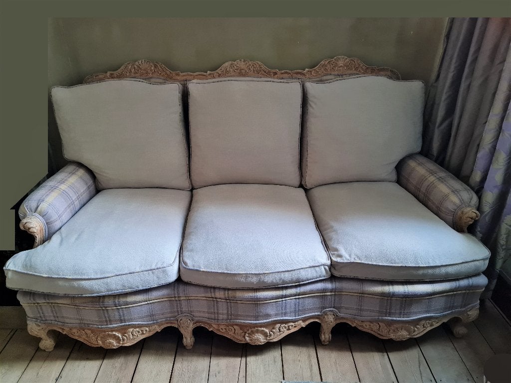 Canapé 3 places French Chateaux, nouveau tissu KIDS PROOF, 100 à 125 cm, 150 à 200 cm, Bois, Enlèvement