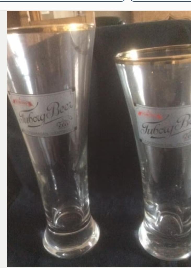 6 Tuborg bierglazen, Ophalen of Verzenden, Zo goed als nieuw, Glas of Glazen, Overige merken