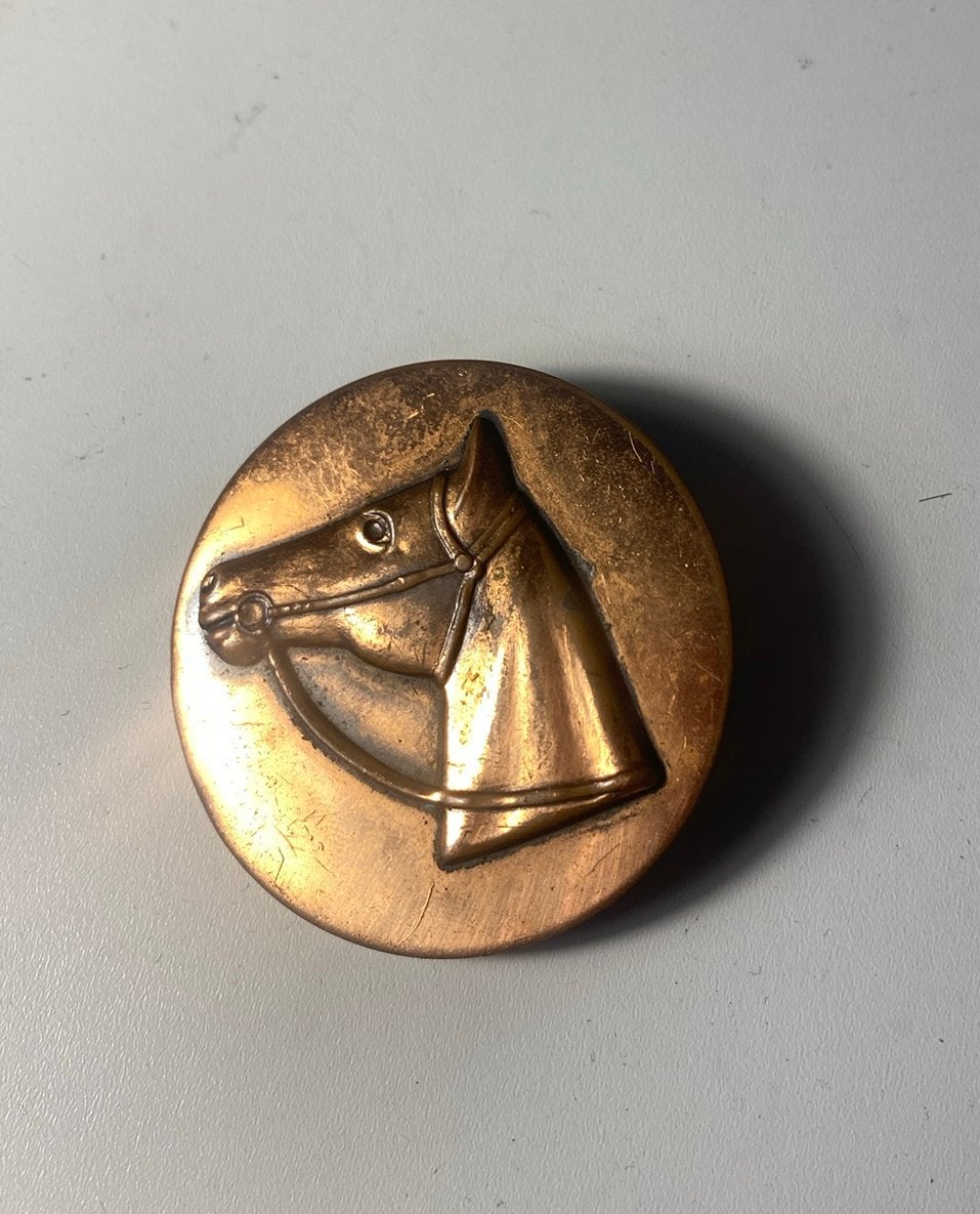 Vintage Koperen Paarden Broche Kim Craftsmen 50s 60s, Ophalen of Verzenden, Zo goed als nieuw