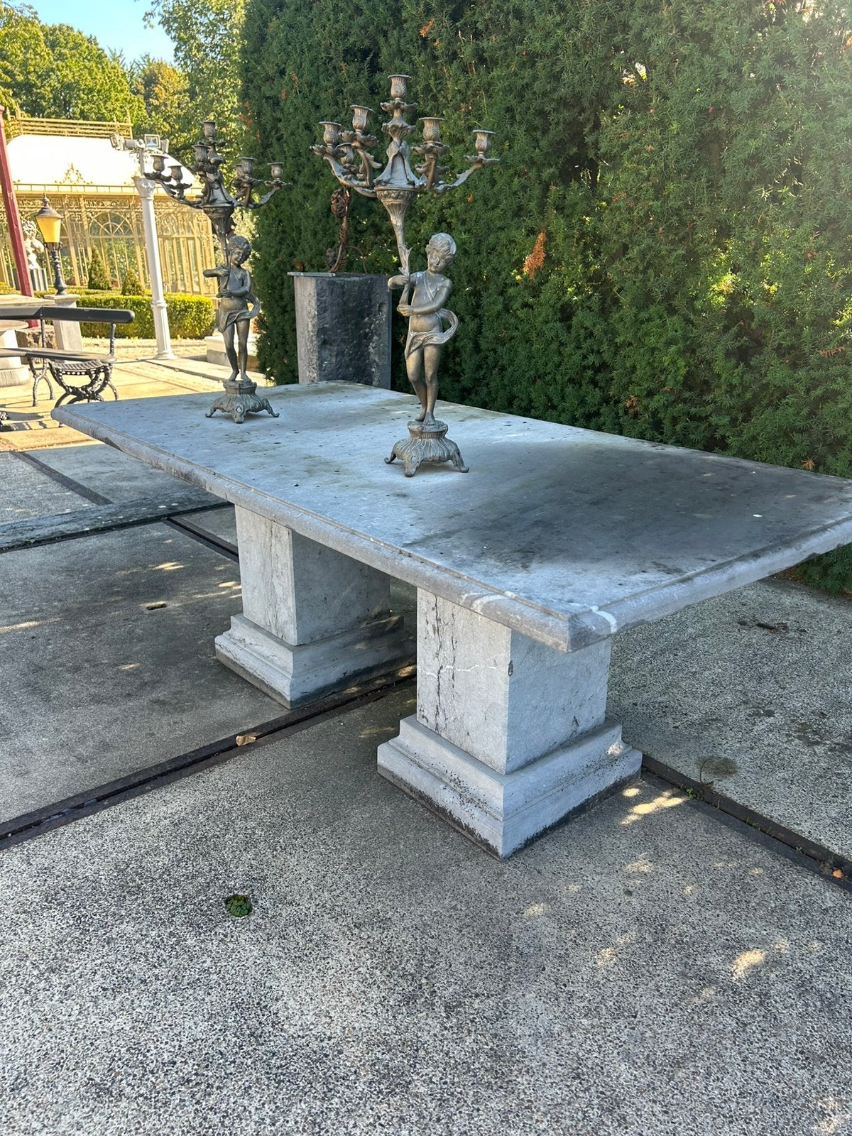 Tafel te koop met blauwsteen blad, Tuin en Terras, Ophalen of Verzenden, Zo goed als nieuw