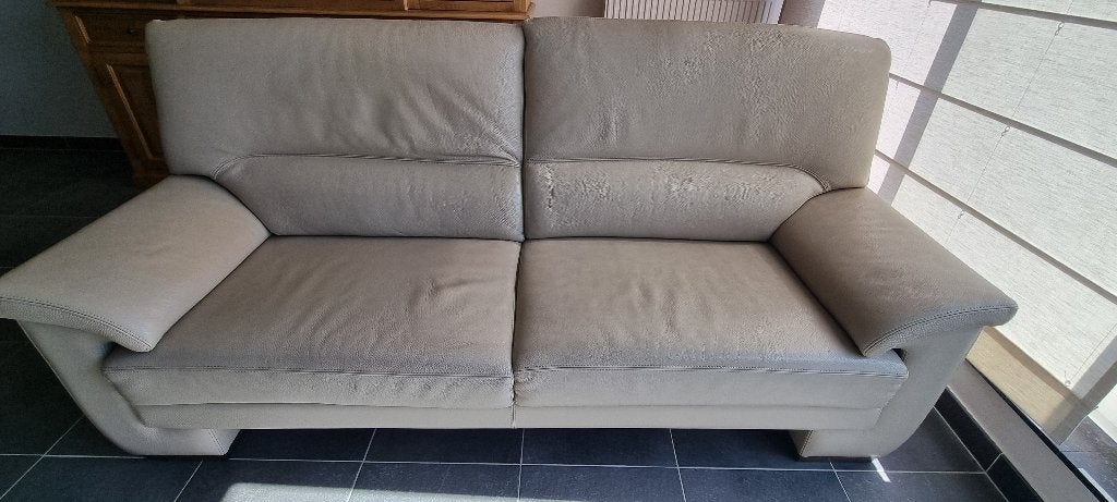 lederen zetel, Huis en Inrichting, Ophalen, Gebruikt, Driepersoons, Leer