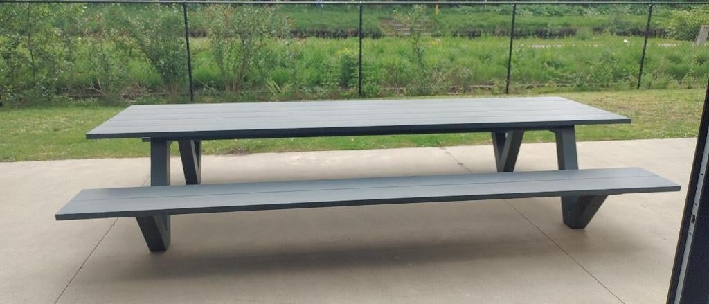 Lange picknicktafel / tuintafel, Tuin en Terras, Tuintafels, Ophalen, Zo goed als nieuw, Rechthoekig, Aluminium