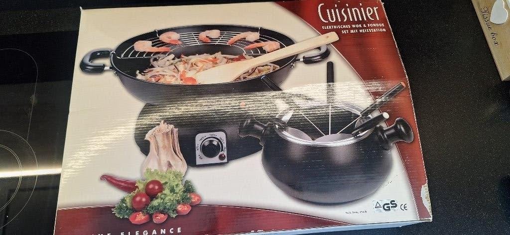 Wokpan en fondue Cuisine Elegance Cuisinier, Huis en Inrichting, Ophalen, Afneembaar handvat, Nieuw, Aluminium