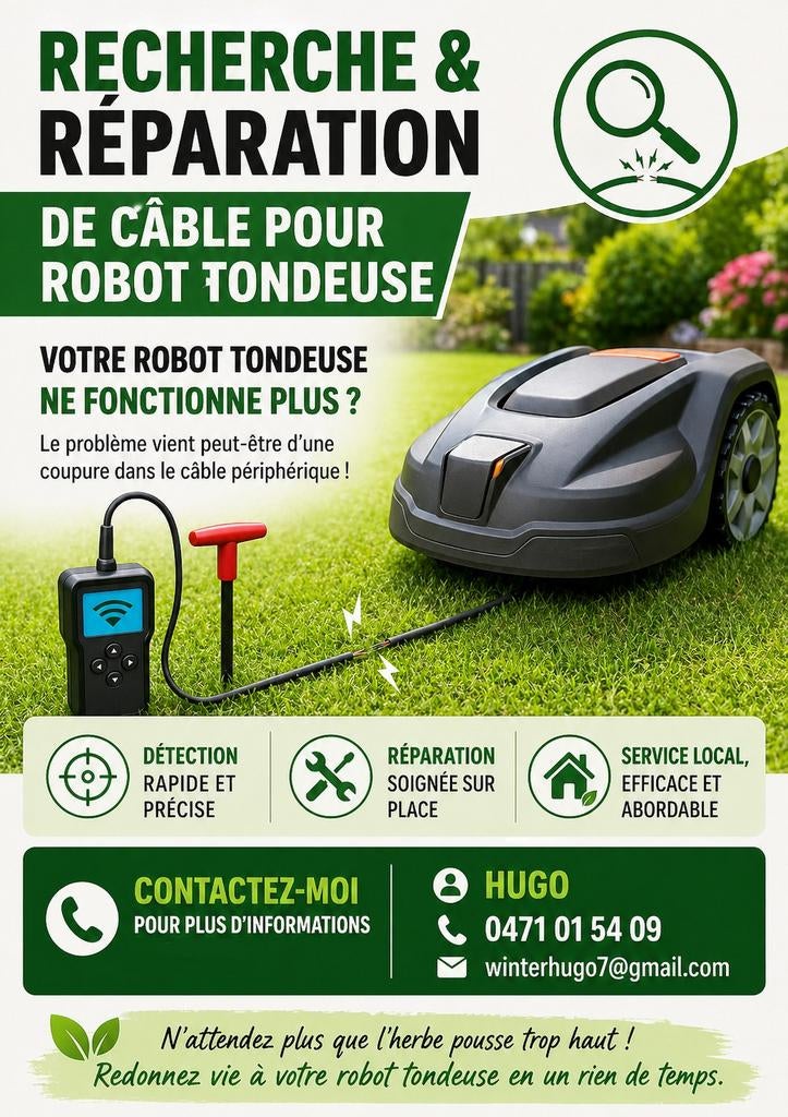 Détection et reparation coupure câble robot tondeuse, Jardin & Terrasse, Tondeuses robotisées, Enlèvement