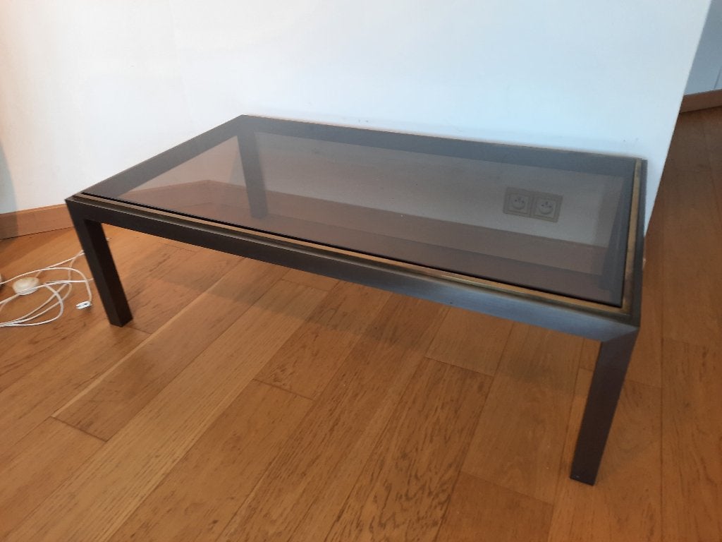 Table basse de salon en métal et verre, Maison & Meubles, 100 à 150 cm, Verre, Comme neuf, Contemporain