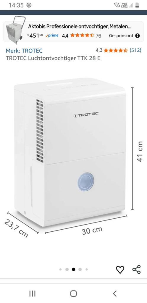 Ontvochtiger TTK 28E Trotec, Elektronische apparatuur, Luchtbehandelingsapparatuur, Ophalen