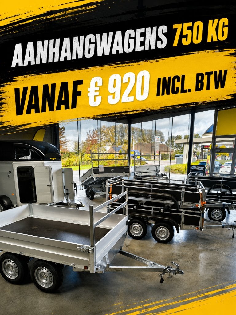 Aanhangwagens & paardentrailers van 750 tot 3500 mtm, Ophalen, Nieuw