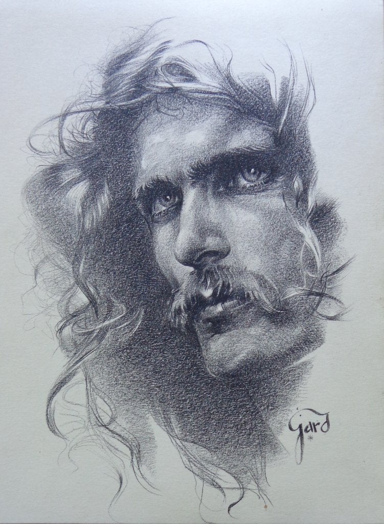 GARD VAN MECHELEN / MANNENPOTRET / ORIGINEEL WERK / 40x30cm, Enlèvement ou Envoi