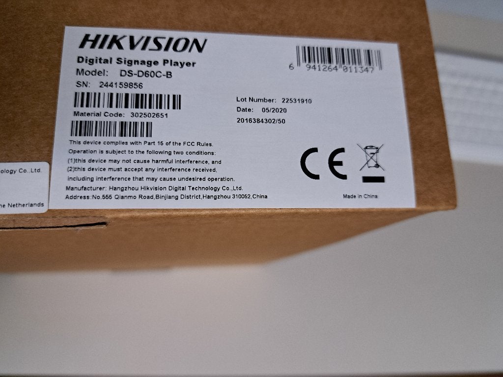 Digital Signage Box Hikvision, Audio, Tv en Foto, Ophalen of Verzenden, Nieuw, Minder dan 500 GB