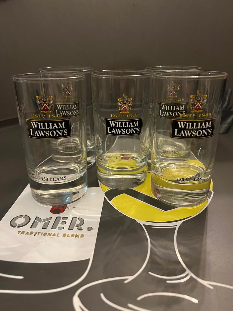 Glazen William Lawson’s 150 Years 5 Stuks, Collections, Enlèvement, Comme neuf, Verre à eau