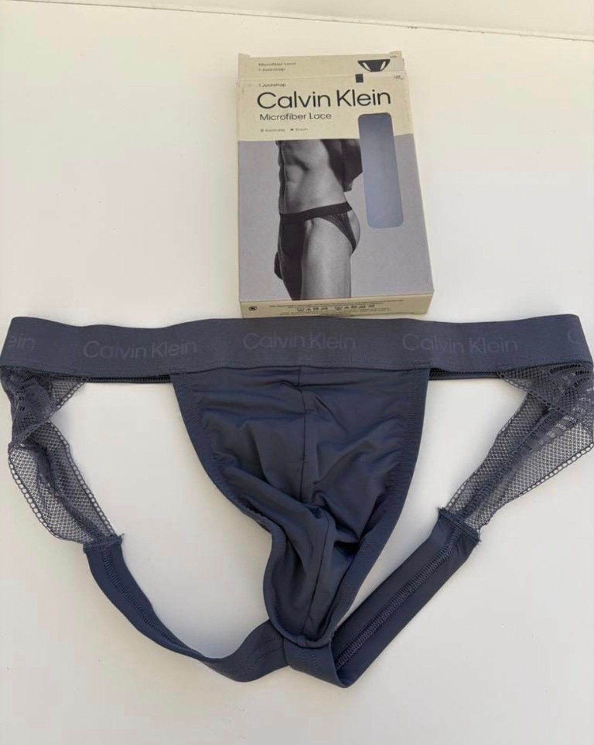 Jock en dentelle en microfibre Calvin Klein taille L, Envoi, Gris, Slip