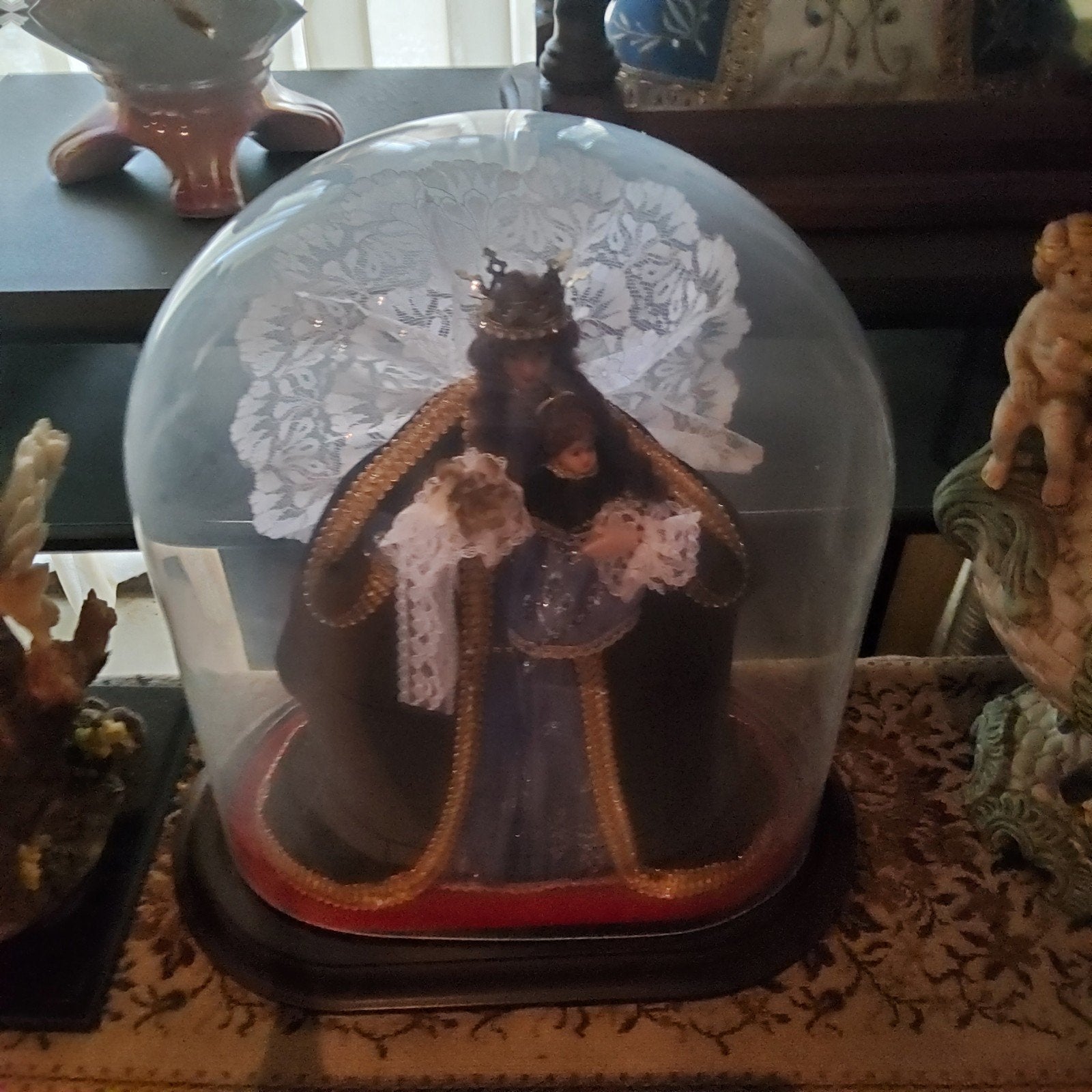 cloche en verre avec Marie et enfant, Antiquités & Art, Enlèvement